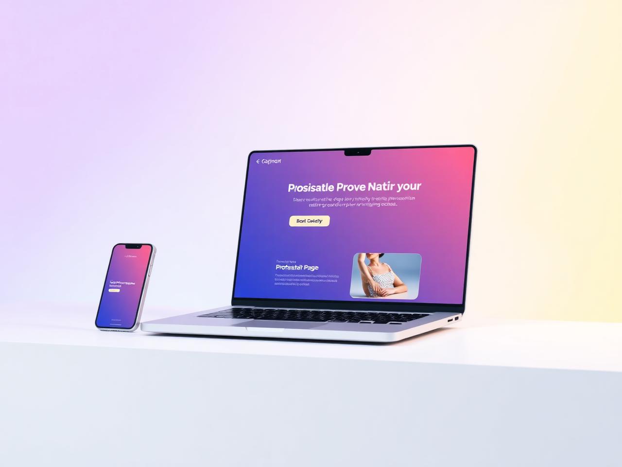 Mockup de landing page profesional en laptop y celular